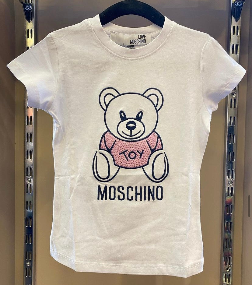 Moschino blue & pink teddy bear white T-shirt