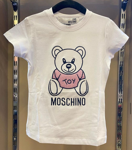 Moschino blue & pink teddy bear white T-shirt